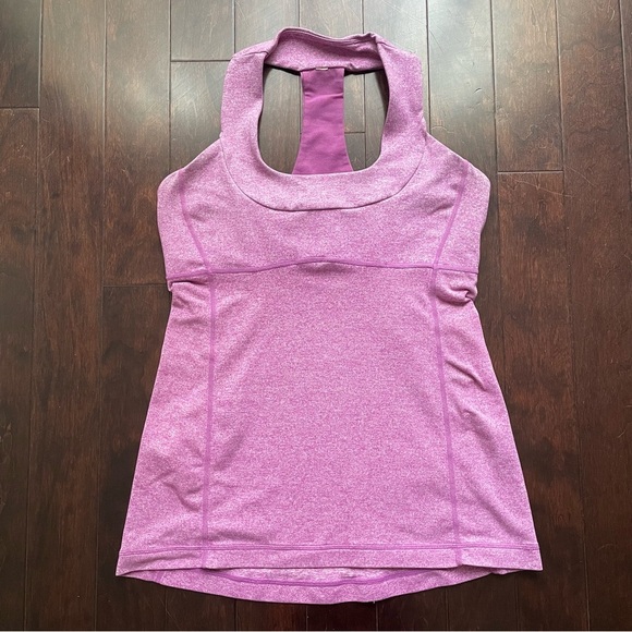 Lululemon Women's Scoop Neck Tank Top Size 8 Purple Pink Built In Bra Activewear - Picture 1 of 7